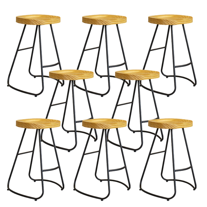 Modern Armless Backless Counter Stool Iron Bar Stool with Pedal for Milk Tea Shop