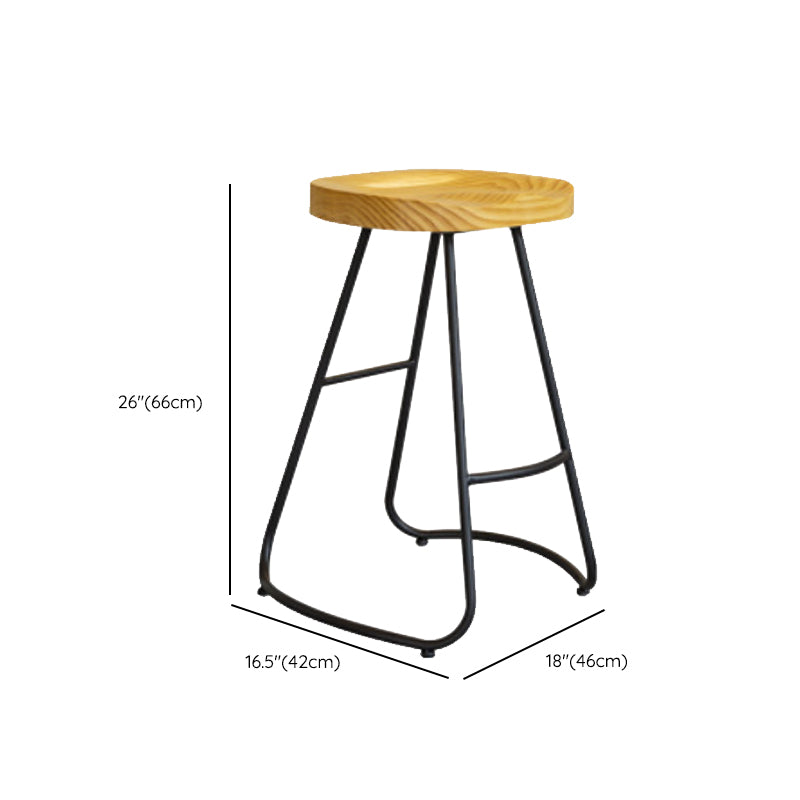 Modern Armless Backless Counter Stool Iron Bar Stool with Pedal for Milk Tea Shop