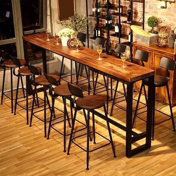 Industrial Rectangle Bar Height Table Solid Wood Bar Height Bistro Bar Desk