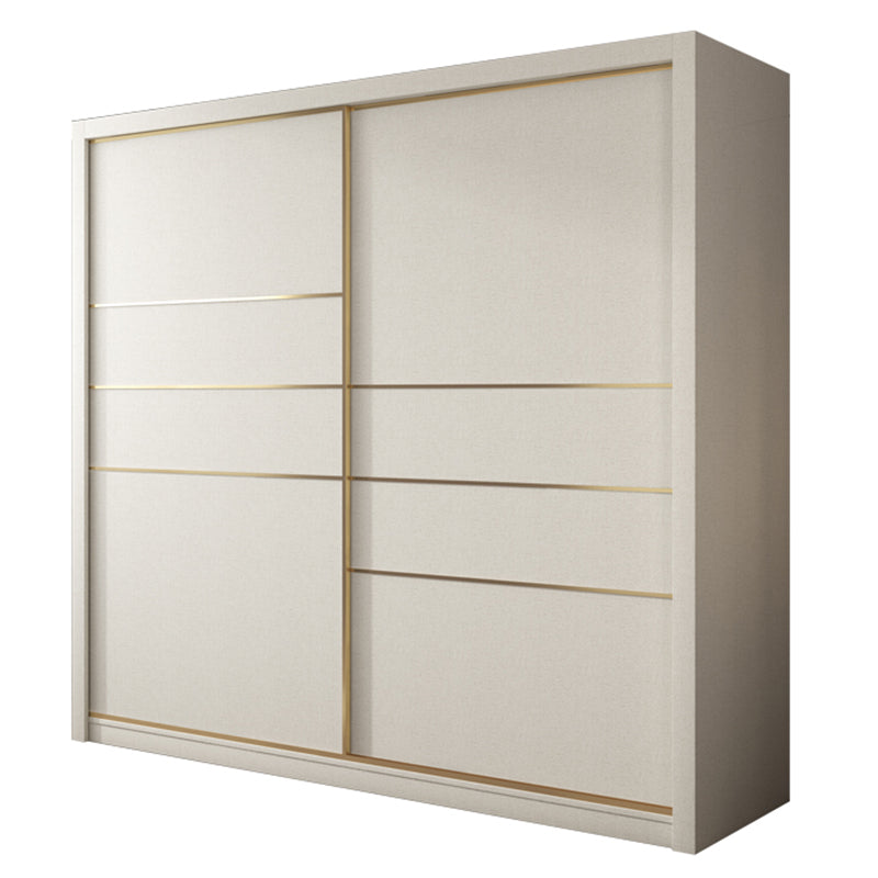 White Solid Wood Wardrobe Armoire Modern Sliding 2 Doors Wardrobe
