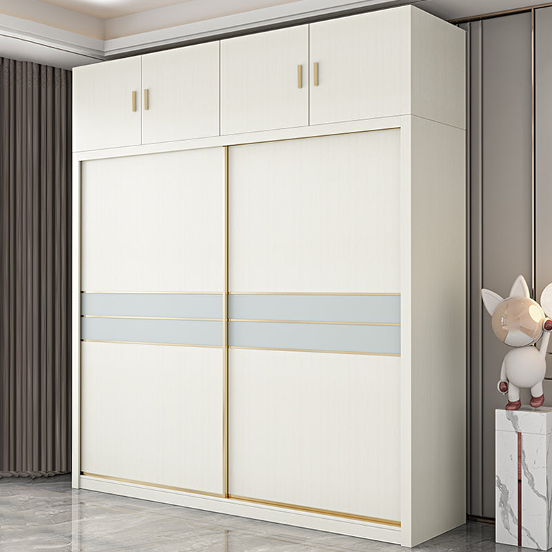 Contemporary Freestanding Wood Wardrobe Sliding Soft Close Doors in White
