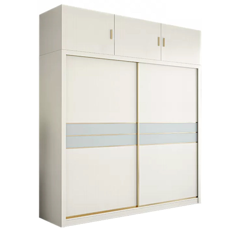 Contemporary Freestanding Wood Wardrobe Sliding Soft Close Doors in White