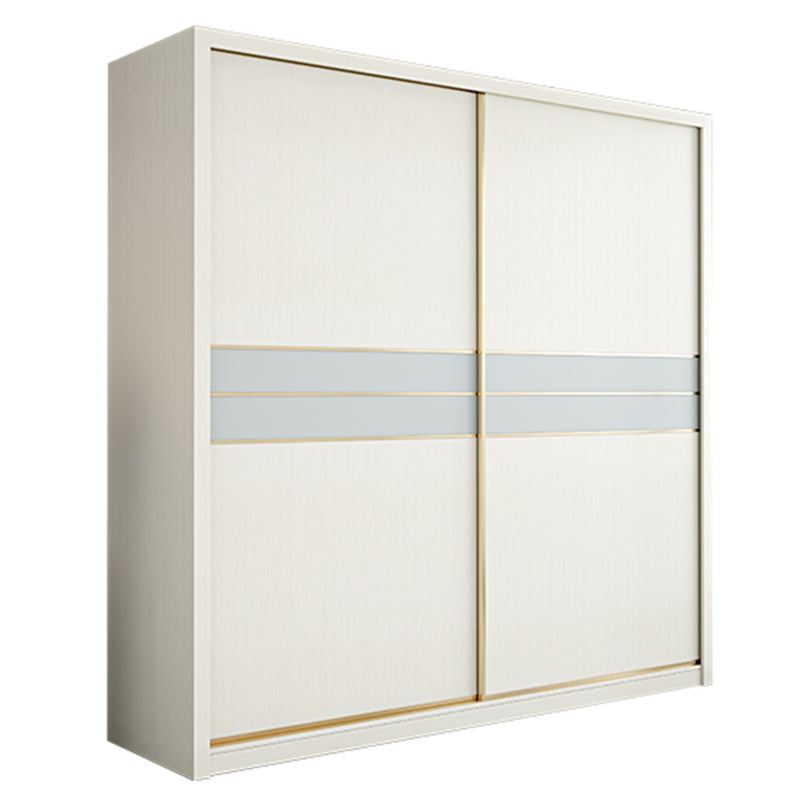 Contemporary Freestanding Wood Wardrobe Sliding Soft Close Doors in White