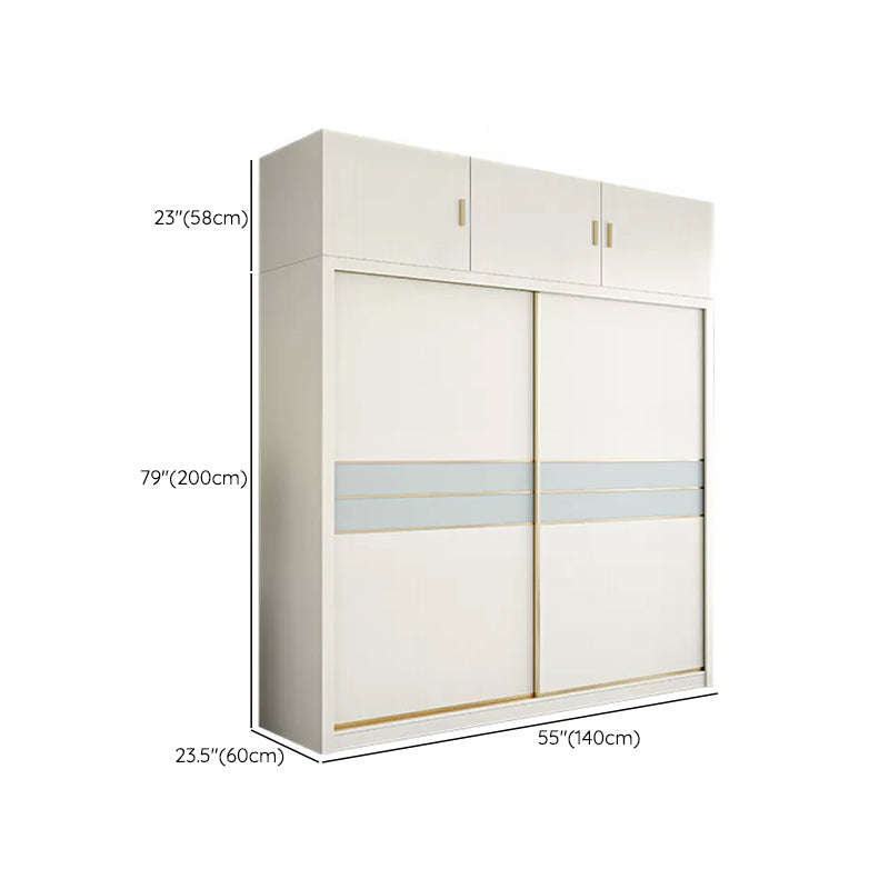Contemporary Freestanding Wood Wardrobe Sliding Soft Close Doors in White