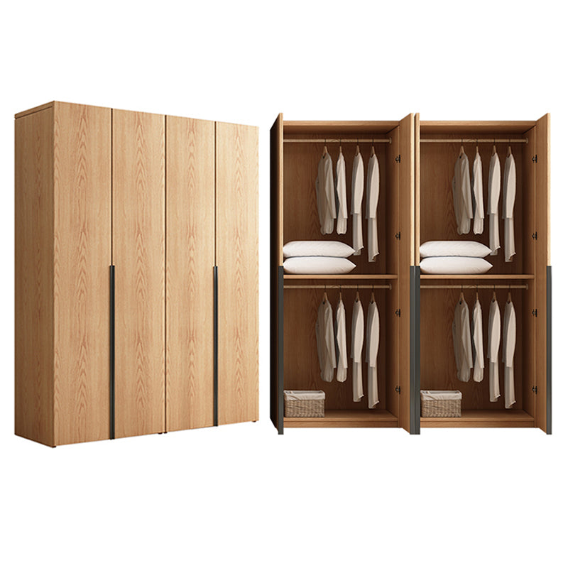 Contemporary Freestanding Natural Wardrobe Oak Solid Wood Wardrobe with Shelves