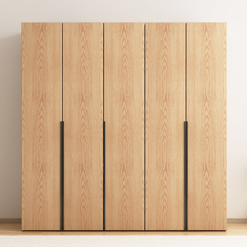 Contemporary Freestanding Natural Wardrobe Oak Solid Wood Wardrobe with Shelves