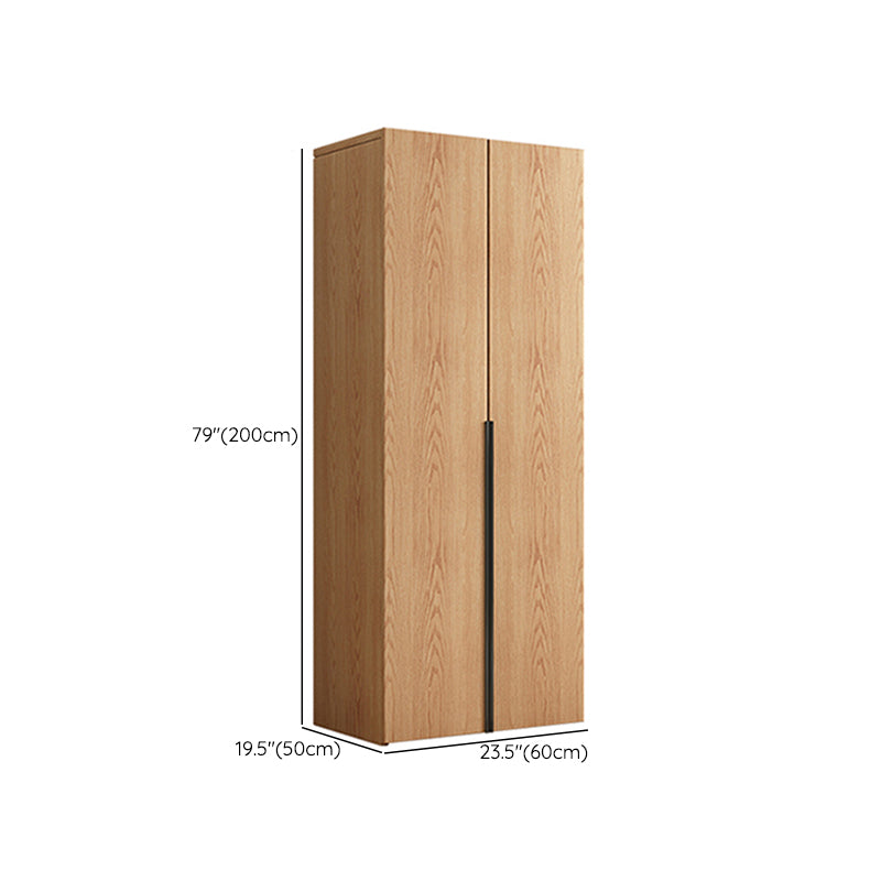 Contemporary Freestanding Natural Wardrobe Oak Solid Wood Wardrobe with Shelves