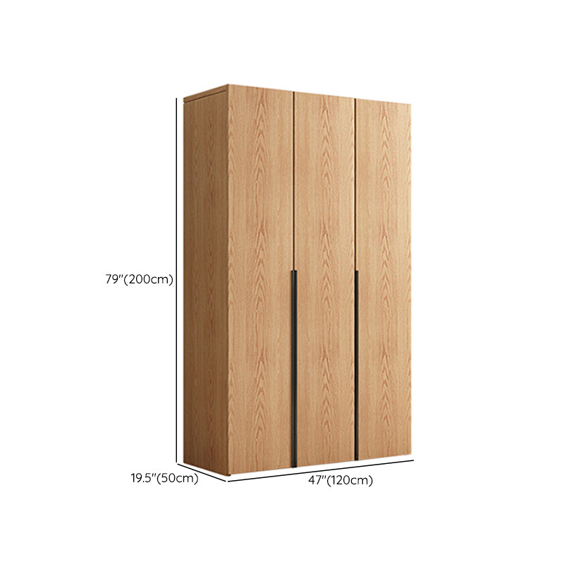 Contemporary Freestanding Natural Wardrobe Oak Solid Wood Wardrobe with Shelves