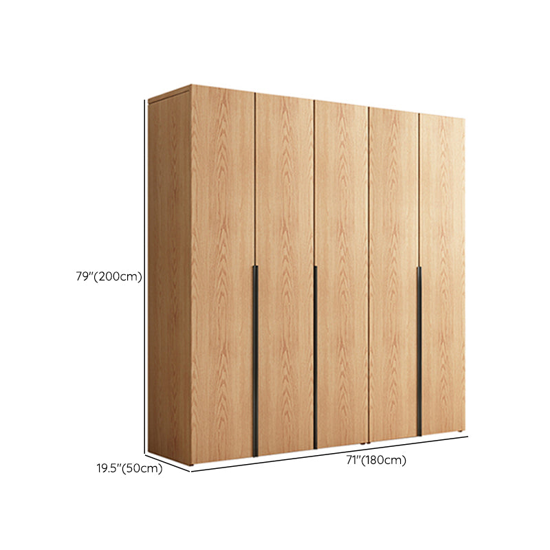 Contemporary Freestanding Natural Wardrobe Oak Solid Wood Wardrobe with Shelves