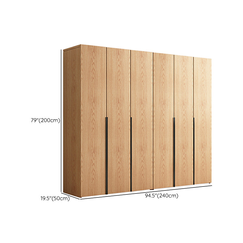 Contemporary Freestanding Natural Wardrobe Oak Solid Wood Wardrobe with Shelves