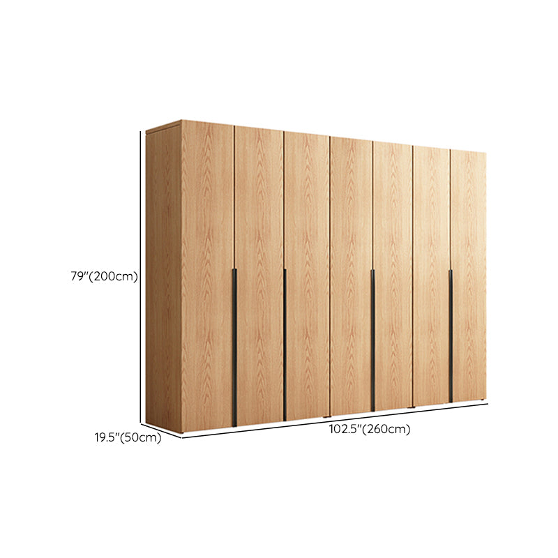 Contemporary Freestanding Natural Wardrobe Oak Solid Wood Wardrobe with Shelves