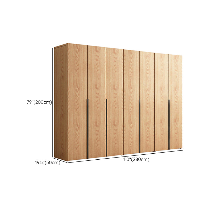 Contemporary Freestanding Natural Wardrobe Oak Solid Wood Wardrobe with Shelves