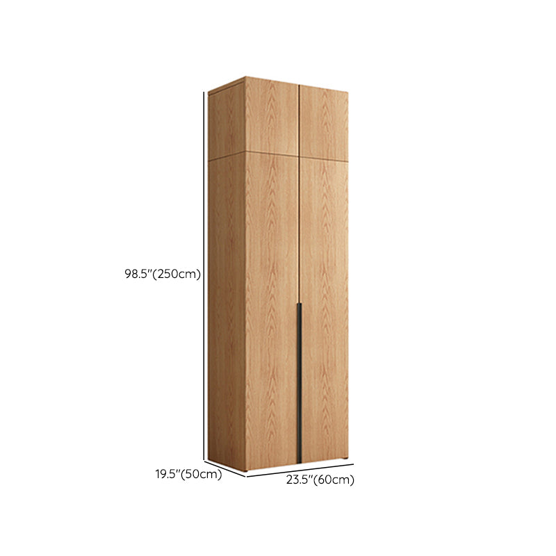 Contemporary Freestanding Natural Wardrobe Oak Solid Wood Wardrobe with Shelves