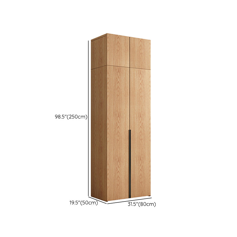 Contemporary Freestanding Natural Wardrobe Oak Solid Wood Wardrobe with Shelves