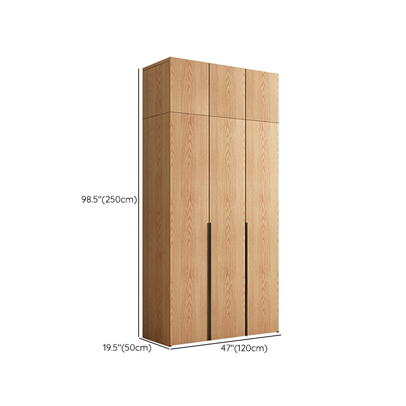 Contemporary Freestanding Natural Wardrobe Oak Solid Wood Wardrobe with Shelves