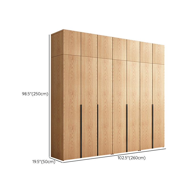 Contemporary Freestanding Natural Wardrobe Oak Solid Wood Wardrobe with Shelves