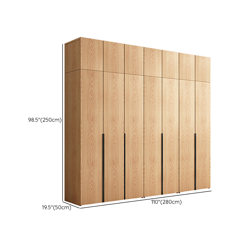 Contemporary Freestanding Natural Wardrobe Oak Solid Wood Wardrobe with Shelves