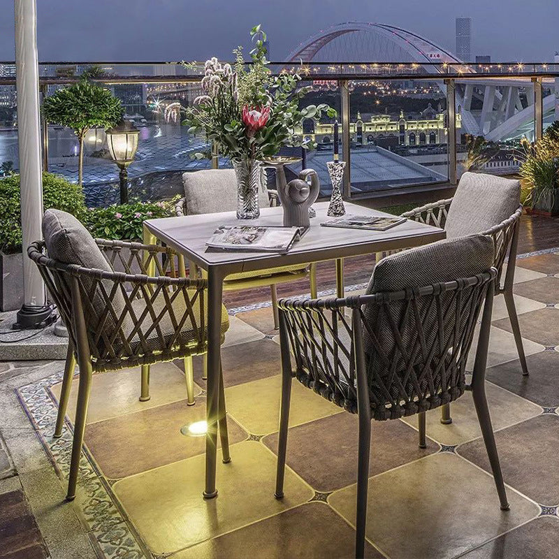 Matte Finish Boho Dining Table Set 1/2/5/7 Pcs Rattan Dining Set