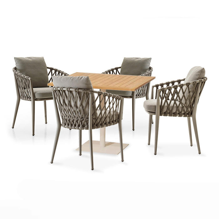Matte Finish Boho Dining Table Set 1/2/5/7 Pcs Rattan Dining Set