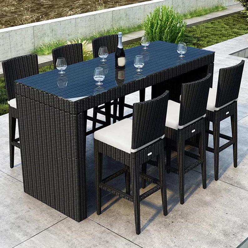 Modern Black Bistro Table Set 1/2/5/7 Pcs Wicker Bistro Set for Outdoor