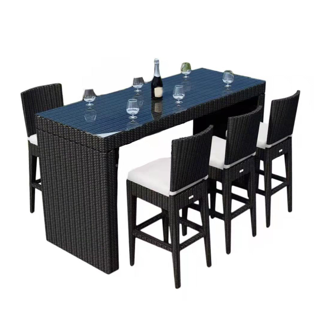 Modern Black Bistro Table Set 1/2/5/7 Pcs Wicker Bistro Set for Outdoor