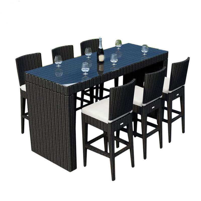 Modern Black Bistro Table Set 1/2/5/7 Pcs Wicker Bistro Set for Outdoor