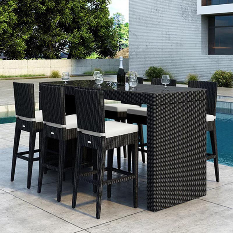 Modern Black Bistro Table Set 1/2/5/7 Pcs Wicker Bistro Set for Outdoor