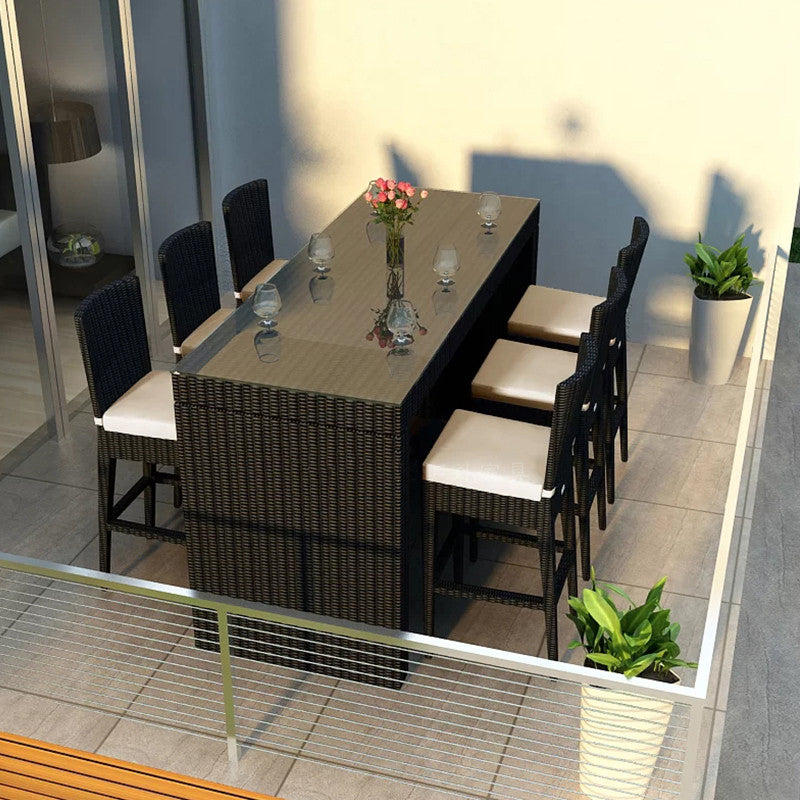 Modern Black Bistro Table Set 1/2/5/7 Pcs Wicker Bistro Set for Outdoor