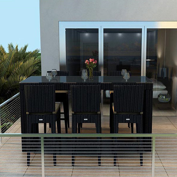 Modern Black Bistro Table Set 1/2/5/7 Pcs Wicker Bistro Set for Outdoor