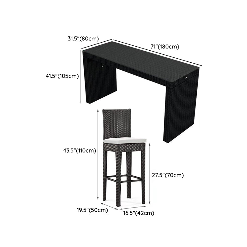 Modern Black Bistro Table Set 1/2/5/7 Pcs Wicker Bistro Set for Outdoor
