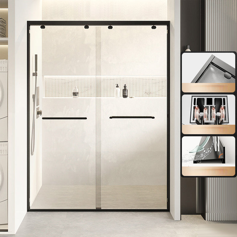 Double Sliding Shower Door Semi Frameless Shower Door with Stainless Steel Frame
