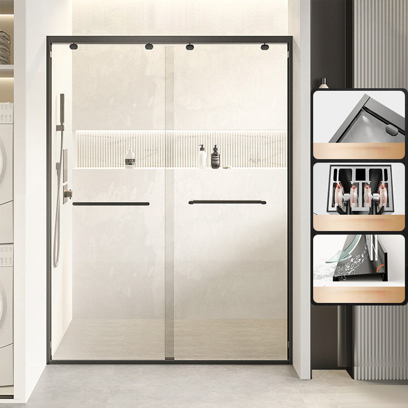 Double Sliding Shower Door Semi Frameless Shower Door with Stainless Steel Frame