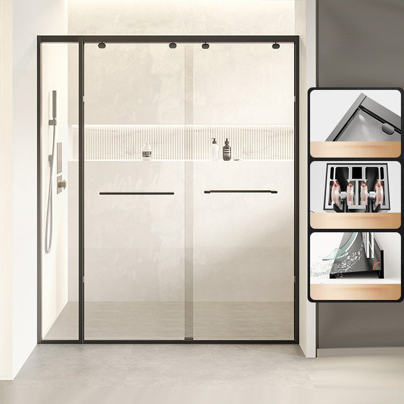 Double Sliding Shower Door Semi Frameless Shower Door with Stainless Steel Frame