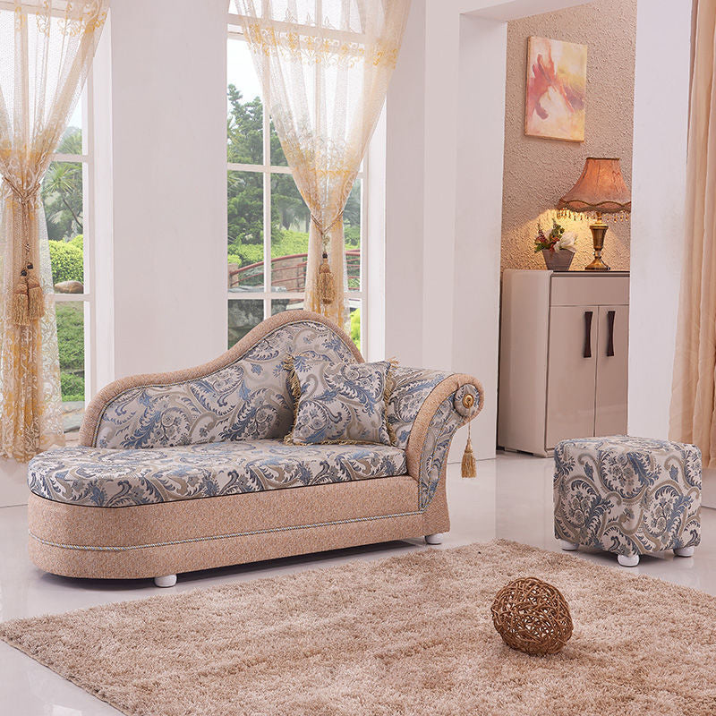 Bohemian Damask Flared Arms Chaise Lounge with Cushioned for Bedroom and Living Room
