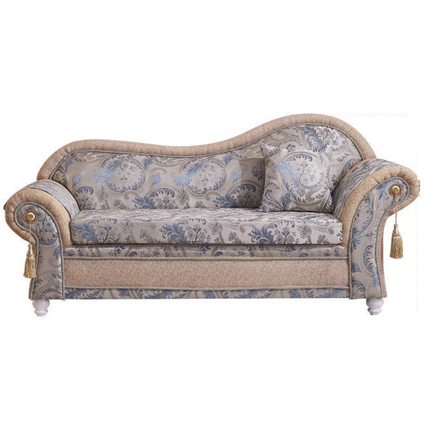 Bohemian Damask Flared Arms Chaise Lounge with Cushioned for Bedroom and Living Room