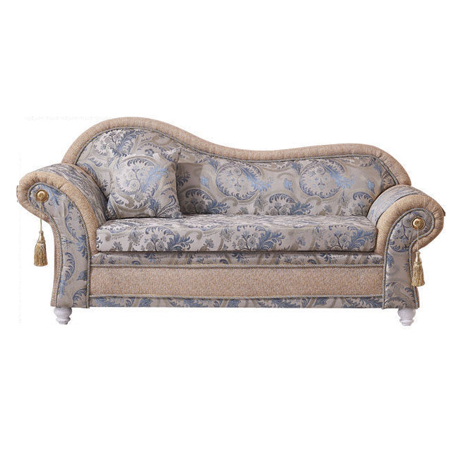 Bohemian Damask Flared Arms Chaise Lounge with Cushioned for Bedroom and Living Room
