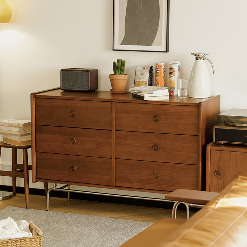 Ultra-Modern Horizontal Double Dresser Solid Wood Storage Chest Dresser for Bedroom
