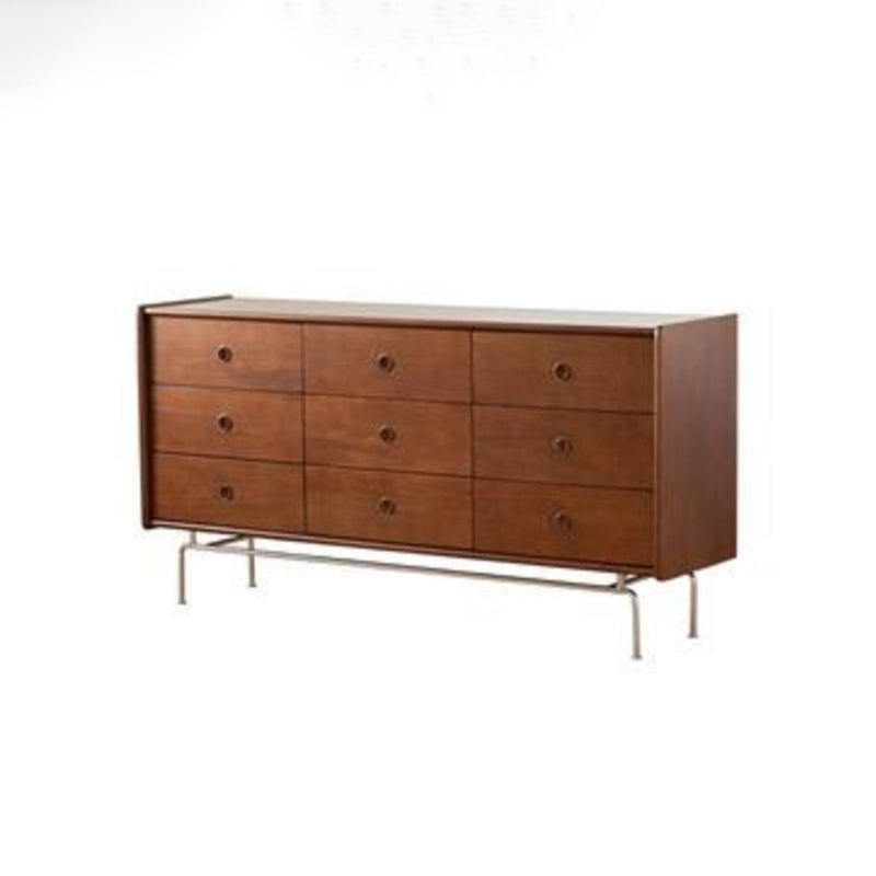 Ultra-Modern Horizontal Double Dresser Solid Wood Storage Chest Dresser for Bedroom