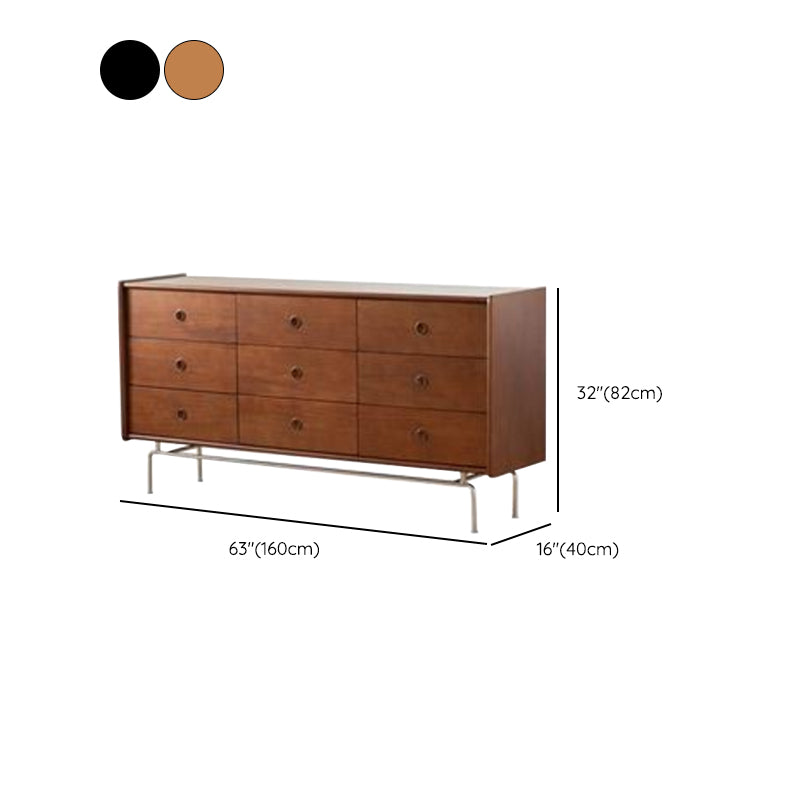 Ultra-Modern Horizontal Double Dresser Solid Wood Storage Chest Dresser for Bedroom