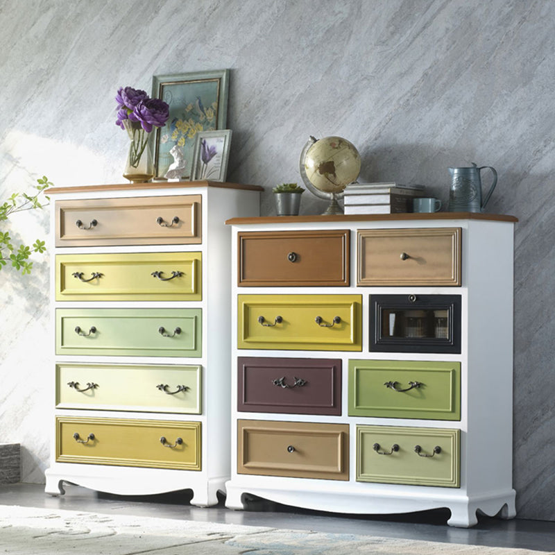 Coastal Storage Chest Solid Wood Storage Chest Dresser with 5/8 Drawers