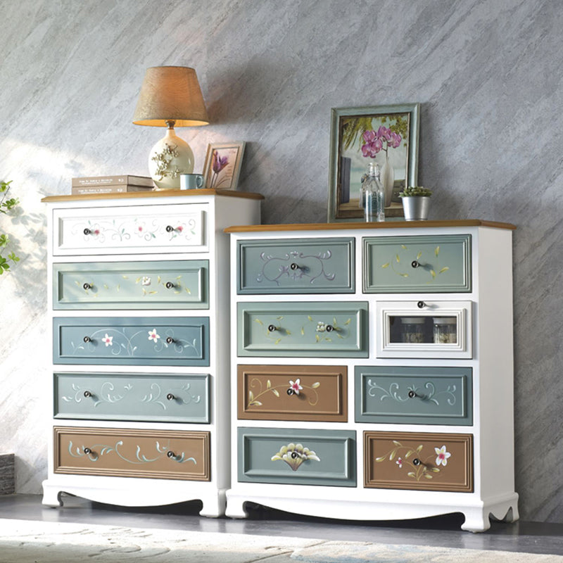 Coastal Storage Chest Solid Wood Storage Chest Dresser with 5/8 Drawers