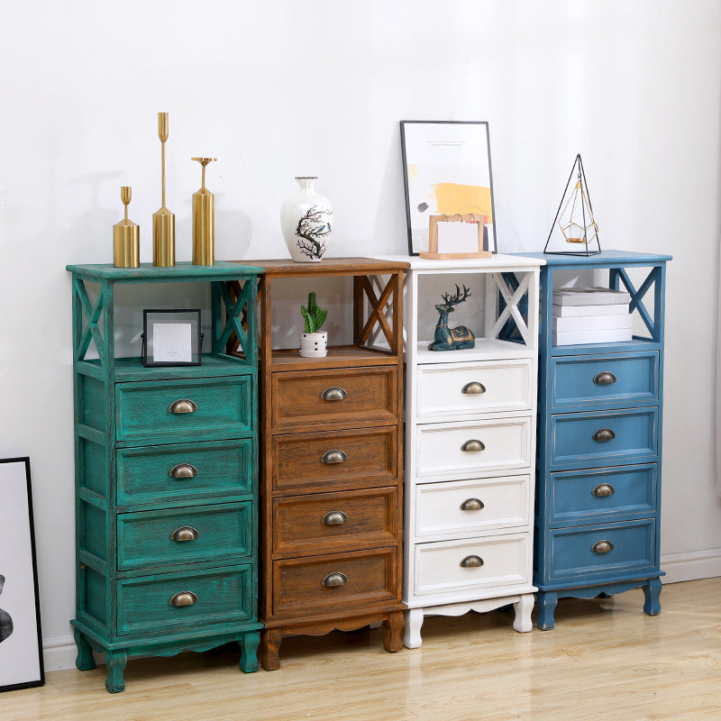 Coastal Storage Chest Solid Wood Dresser with 1/2/3/4 Drawers , 11.7 Inch Width