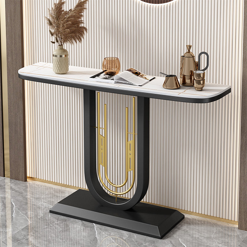 Glam Console Table Half Moon Antique Finish Console Sofa Table