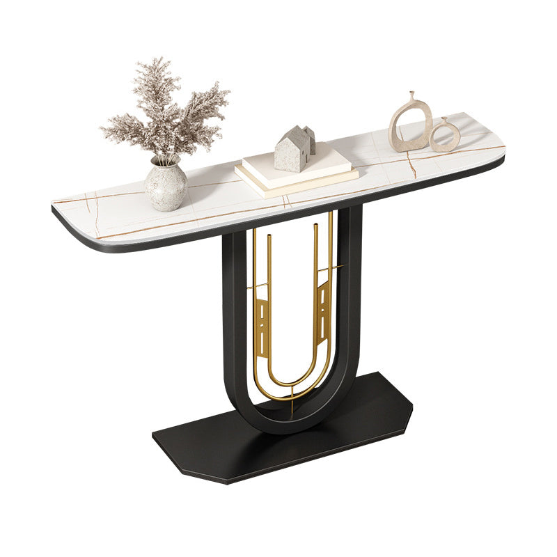 Glam Console Table Half Moon Antique Finish Console Sofa Table