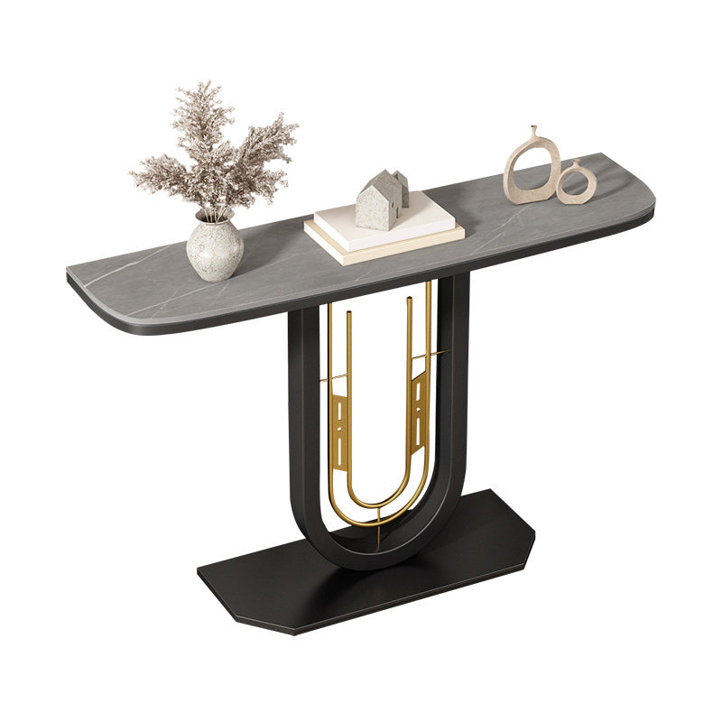 Glam Console Table Half Moon Antique Finish Console Sofa Table