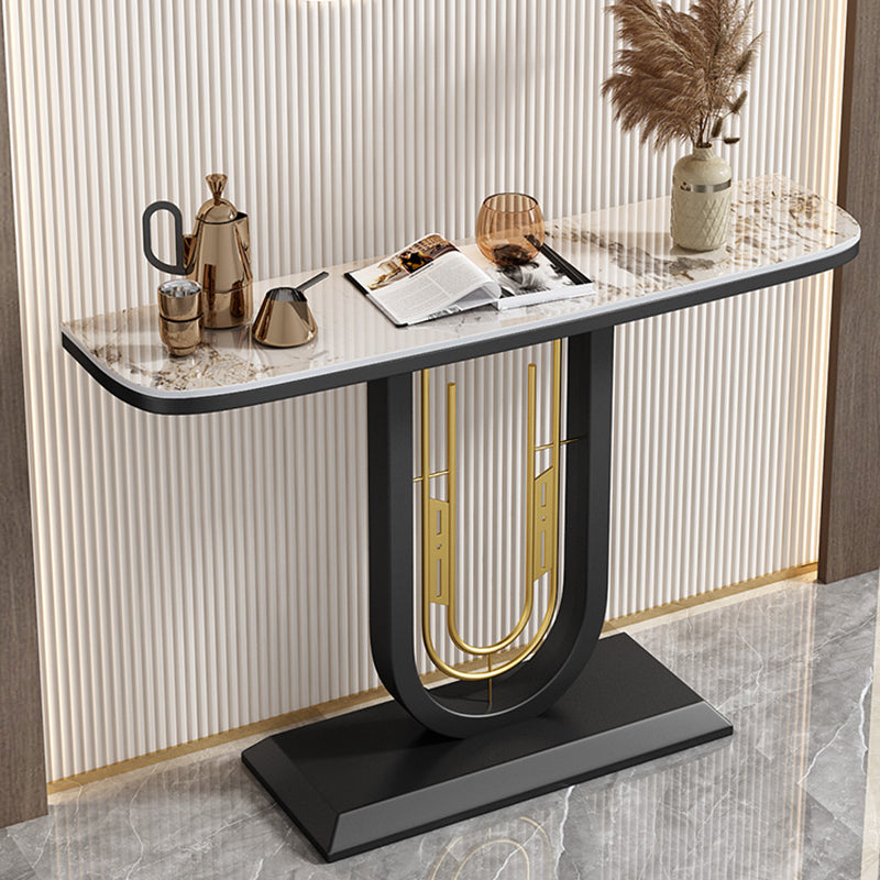 Glam Console Table Half Moon Antique Finish Console Sofa Table