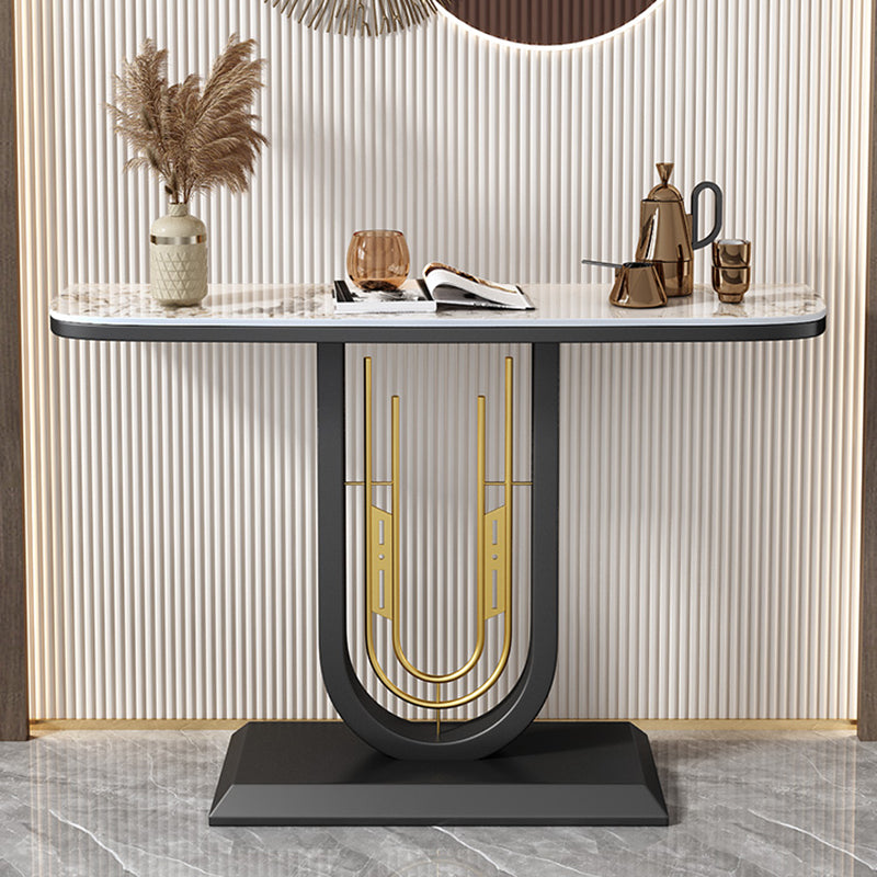 Glam Console Table Half Moon Antique Finish Console Sofa Table