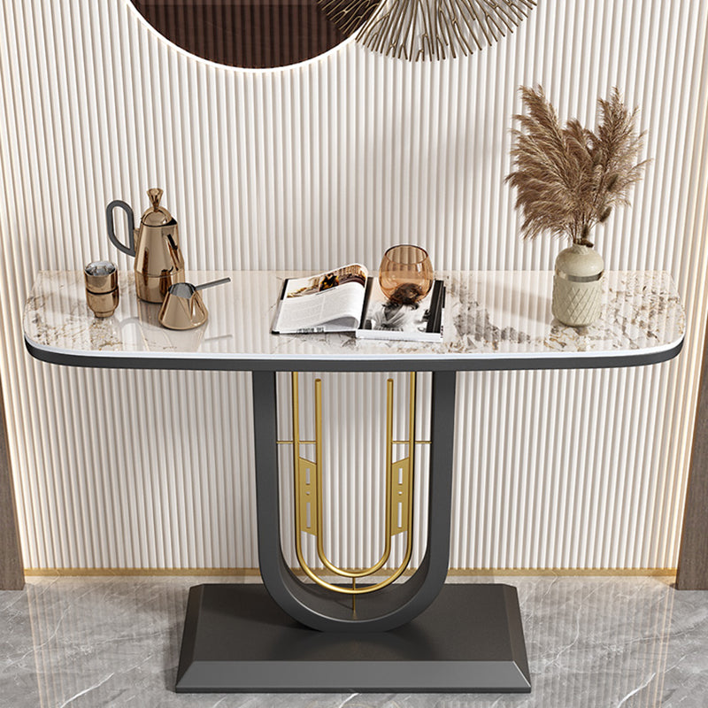 Glam Console Table Half Moon Antique Finish Console Sofa Table