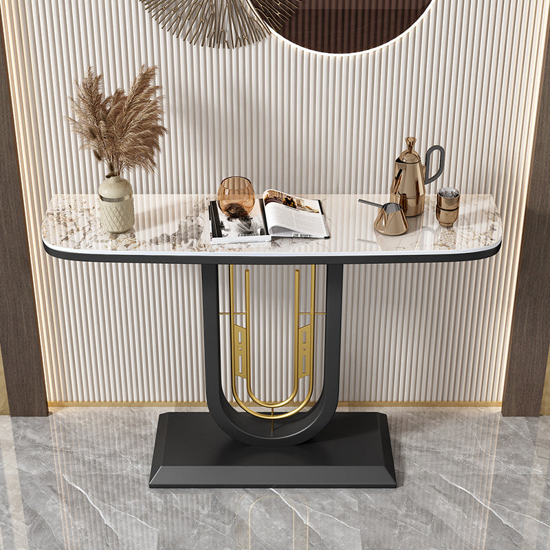 Glam Console Table Half Moon Antique Finish Console Sofa Table