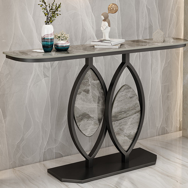 Glam Stone Iron Console Table Half Moon Console Sofa Table for Hall